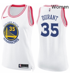 Womens Nike Golden State Warriors 35 Kevin Durant Swingman WhitePink Fashion NBA Jersey Womens Nike Golden State Warriors 35 Kevin Durant Swingman WhitePink Fashion NBA Jersey
