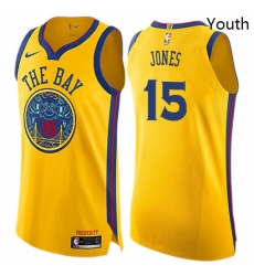 Youth Nike Golden State Warriors 15 Damian Jones Swingman Gold NBA Jersey City Edition Youth Nike Golden State Warriors 15 Damian Jones Swingman Gold NBA Jersey City Edition