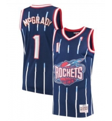 Men Houston Rockets 1 Tracy McGrady Navy Throwback Stitched Basketball Jersey Men Houston Rockets 1 Tracy McGrady Navy Throwback Stitched Basketball Jersey
