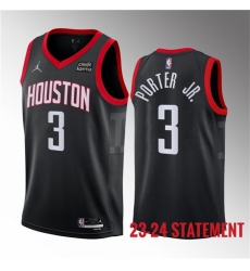 Men Houston Rockets 3 Kevin Porter Jr Black 2023 Statement Edition Stitched Basketball Jersey Men Houston Rockets 3 Kevin Porter Jr Black 2023 Statement Edition Stitched Basketball Jersey