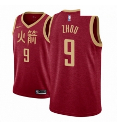 Men NBA 2018 19 Houston Rockets 9 Zhou Qi City Edition Red Jersey Men NBA 2018 19 Houston Rockets 9 Zhou Qi City Edition Red Jersey