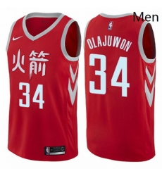 Mens Nike Houston Rockets 34 Hakeem Olajuwon Swingman Red NBA Jersey City Edition Mens Nike Houston Rockets 34 Hakeem Olajuwon Swingman Red NBA Jersey City Edition