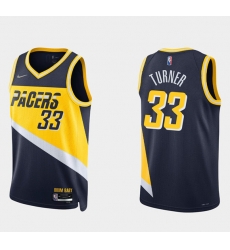 Men Indiana Pacers 33 Myles Turner 2021 22 Navy City Edition 75th Anniversary Stitched Basketball Jersey Men Indiana Pacers 33 Myles Turner 2021 22 Navy City Edition 75th Anniversary Stitched Basketball Jersey