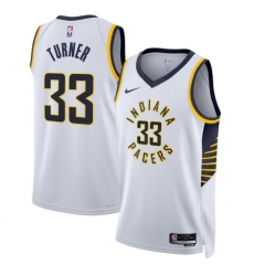 Men Indiana Pacers 33 Myles Turner White Association Edition Stitched Basketball Jersey Men Indiana Pacers 33 Myles Turner White Association Edition Stitched Basketball Jersey