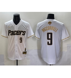 Men Indiana Pacers 9 T J McConnell White Gold 2025 Finals Vapor Stitched Baseball Jersey Men Indiana Pacers 9 T J McConnell White Gold 2025 Finals Vapor Stitched Baseball Jersey