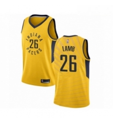 Mens Indiana Pacers 26 Jeremy Lamb Authentic Gold Basketball Jersey Statement Edition Mens Indiana Pacers 26 Jeremy Lamb Authentic Gold Basketball Jersey Statement Edition