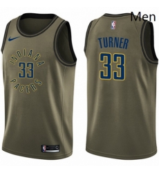Mens Nike Indiana Pacers 33 Myles Turner Swingman Green Salute to Service NBA Jersey Mens Nike Indiana Pacers 33 Myles Turner Swingman Green Salute to Service NBA Jersey
