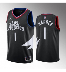Men Los Angeles Clippers 1 James Harden Black Statement Edition Stitched Jersey Men Los Angeles Clippers 1 James Harden Black Statement Edition Stitched Jersey