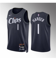 Men Los Angeles Clippers 1 James Harden Navy 2023 24 City Edition Stitched Jersey Men Los Angeles Clippers 1 James Harden Navy 2023 24 City Edition Stitched Jersey