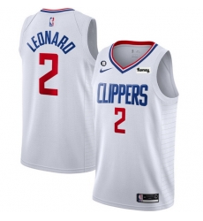 Men Los Angeles Clippers 2 Kawhi Leonard White With NO 6 Patch Stitched Jersey Men Los Angeles Clippers 2 Kawhi Leonard White With NO 6 Patch Stitched Jersey