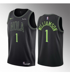 Men New Orleans Pelicans 1 Zion Williamson Black 2023 24 City Edition Stitched Basketball Jersey Men New Orleans Pelicans 1 Zion Williamson Black 2023 24 City Edition Stitched Basketball Jersey