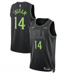 Men New Orleans Pelicans 14 Brandon Ingram Black City Edition Stitched Basketball Jersey Men New Orleans Pelicans 14 Brandon Ingram Black City Edition Stitched Basketball Jersey