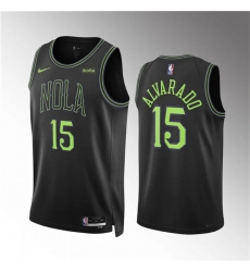 Men New Orleans Pelicans 15 Jose Alvarado Black City Edition Stitched Basketball Jersey Men New Orleans Pelicans 15 Jose Alvarado Black City Edition Stitched Basketball Jersey