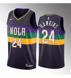 Men New Orleans Pelicans 24 Jordan Hawkins Purple 2023 Draft City Edition Stitched Basketball Jersey Men New Orleans Pelicans 24 Jordan Hawkins Purple 2023 Draft City Edition Stitched Basketball Jersey