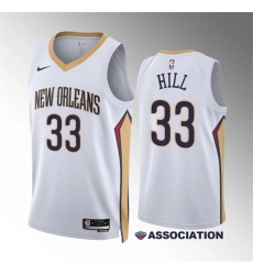 Men New Orleans Pelicans 33 Malcolm Hill White Association Edition Stitched Basketball Jersey Men New Orleans Pelicans 33 Malcolm Hill White Association Edition Stitched Basketball Jersey