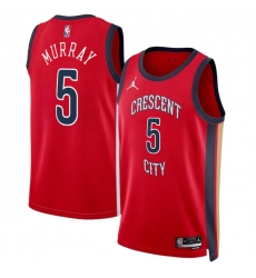 Men New Orleans Pelicans 5 Dejounte Murray Red Statement Edition Stitched Basketball Jersey Men New Orleans Pelicans 5 Dejounte Murray Red Statement Edition Stitched Basketball Jersey