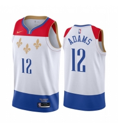 Men Nike New Orleans Pelicans 12 Steven Adams White NBA Swingman 2020 21 City Edition Jersey Men Nike New Orleans Pelicans 12 Steven Adams White NBA Swingman 2020 21 City Edition Jersey