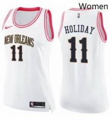 Womens Nike New Orleans Pelicans 11 Jrue Holiday Swingman WhitePink Fashion NBA Jersey Womens Nike New Orleans Pelicans 11 Jrue Holiday Swingman WhitePink Fashion NBA Jersey