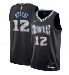 Men Memphis Grizzlies 12 Ja Morant Black 2022 23 City Edition Stitched Basketball Jersey Men Memphis Grizzlies 12 Ja Morant Black 2022 23 City Edition Stitched Basketball Jersey