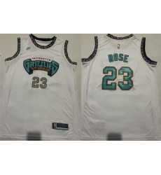 Men Memphis Grizzlies 23 Derrick Rose White Stitched Basketball Jersey Men Memphis Grizzlies 23 Derrick Rose White Stitched Basketball Jersey