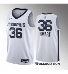 Men Memphis Grizzlies 36 Marcus Smart White Association Edition Stitched Basketball Jersey Men Memphis Grizzlies 36 Marcus Smart White Association Edition Stitched Basketball Jersey