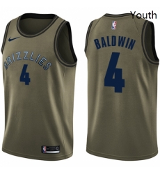 Youth Nike Memphis Grizzlies 4 Wade Baldwin Swingman Green Salute to Service NBA Jersey Youth Nike Memphis Grizzlies 4 Wade Baldwin Swingman Green Salute to Service NBA Jersey