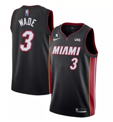 Men Miami Heat 3 Dwyane Wade Black With NO 6 Patch Stitched Jersey Men Miami Heat 3 Dwyane Wade Black With NO 6 Patch Stitched Jersey