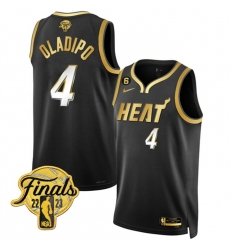 Men Miami Heat 4 Victor Oladipo Black Gold Edition 2023 Finals Collection With NO 6 Patch Stitched Basketball Jersey Men Miami Heat 4 Victor Oladipo Black Gold Edition 2023 Finals Collection With NO 6 Patch Stitched Basketball Jersey