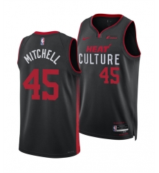 Men Miami Heat 45 Davion Mitchell Black 2025 City Edition Stitched Basketball Jersey Men Miami Heat 45 Davion Mitchell Black 2025 City Edition Stitched Basketball Jersey