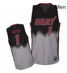 Mens Adidas Miami Heat 1 Chris Bosh Authentic BlackGrey Fadeaway Fashion NBA Jersey Mens Adidas Miami Heat 1 Chris Bosh Authentic BlackGrey Fadeaway Fashion NBA Jersey