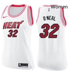 Womens Nike Miami Heat 32 Shaquille ONeal Swingman WhitePink Fashion NBA Jersey Womens Nike Miami Heat 32 Shaquille ONeal Swingman WhitePink Fashion NBA Jersey