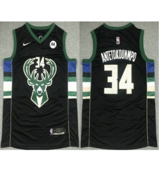 Men Men Milwaukee Bucks 34 Giannis Antetokounmpo Black 2021 Nike Swingman Stitched Jersey With NEW Sponsor Logo Men Men Milwaukee Bucks 34 Giannis Antetokounmpo Black 2021 Nike Swingman Stitched Jersey With NEW Sponsor Logo