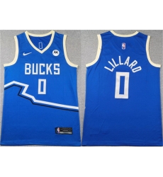 Men Milwaukee Bucks 0 Damian Lillard Royal 2024 25 City Edition Stitched Basketball Jersey Men Milwaukee Bucks 0 Damian Lillard Royal 2024 25 City Edition Stitched Basketball Jersey