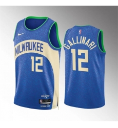 Men Milwaukee Bucks 12 Danilo Gallinari 2023 24 Blue City Edition Stitched Basketball Jersey Men Milwaukee Bucks 12 Danilo Gallinari 2023 24 Blue City Edition Stitched Basketball Jersey