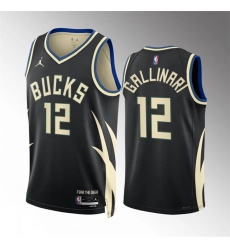 Men Milwaukee Bucks 12 Danilo Gallinari Black Statement Edition Stitched Basketball Jersey Men Milwaukee Bucks 12 Danilo Gallinari Black Statement Edition Stitched Basketball Jersey