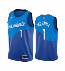 Men Nike Milwaukee Bucks 1 Sam Merrill Blue NBA Swingman 2020 21 City Edition Jersey Men Nike Milwaukee Bucks 1 Sam Merrill Blue NBA Swingman 2020 21 City Edition Jersey
