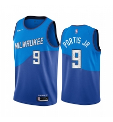 Men Nike Milwaukee Bucks 9 Bobby Portis Blue NBA Swingman 2020 21 City Edition Jersey Men Nike Milwaukee Bucks 9 Bobby Portis Blue NBA Swingman 2020 21 City Edition Jersey