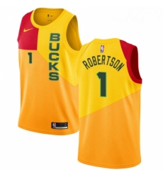 Mens Nike Milwaukee Bucks 1 Oscar Robertson Swingman Yellow NBA Jersey City Edition Mens Nike Milwaukee Bucks 1 Oscar Robertson Swingman Yellow NBA Jersey City Edition