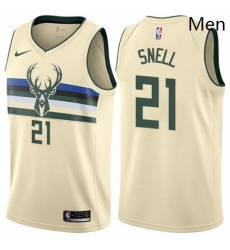 Mens Nike Milwaukee Bucks 21 Tony Snell Authentic Cream NBA Jersey City Edition Mens Nike Milwaukee Bucks 21 Tony Snell Authentic Cream NBA Jersey City Edition