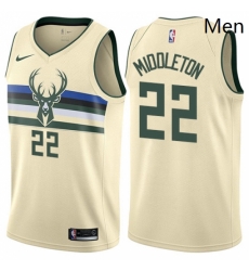 Mens Nike Milwaukee Bucks 22 Khris Middleton Authentic Cream NBA Jersey City Edition Mens Nike Milwaukee Bucks 22 Khris Middleton Authentic Cream NBA Jersey City Edition