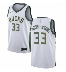 Mens Nike Milwaukee Bucks 33 Kareem Abdul Jabbar Authentic White Home NBA Jersey Association Edition Mens Nike Milwaukee Bucks 33 Kareem Abdul Jabbar Authentic White Home NBA Jersey Association Edition