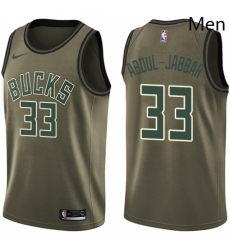 Mens Nike Milwaukee Bucks 33 Kareem Abdul Jabbar Swingman Green Salute to Service NBA Jersey Mens Nike Milwaukee Bucks 33 Kareem Abdul Jabbar Swingman Green Salute to Service NBA Jersey