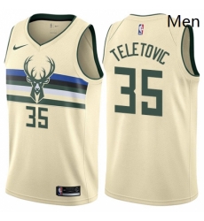 Mens Nike Milwaukee Bucks 35 Mirza Teletovic Swingman Cream NBA Jersey City Edition Mens Nike Milwaukee Bucks 35 Mirza Teletovic Swingman Cream NBA Jersey City Edition