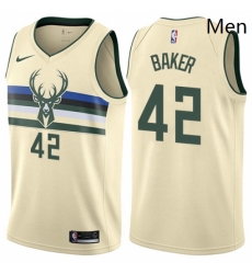 Mens Nike Milwaukee Bucks 42 Vin Baker Swingman Cream NBA Jersey City Edition Mens Nike Milwaukee Bucks 42 Vin Baker Swingman Cream NBA Jersey City Edition
