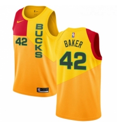 Mens Nike Milwaukee Bucks 42 Vin Baker Swingman Yellow NBA Jersey City Edition Mens Nike Milwaukee Bucks 42 Vin Baker Swingman Yellow NBA Jersey City Edition