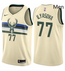 Mens Nike Milwaukee Bucks 77 Ersan Ilyasova Swingman Cream NBA Jersey City Edition Mens Nike Milwaukee Bucks 77 Ersan Ilyasova Swingman Cream NBA Jersey City Edition