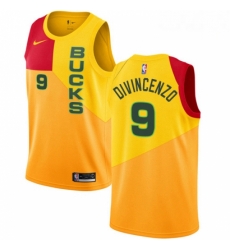 Mens Nike Milwaukee Bucks 9 Donte DiVincenzo Swingman Yellow NBA Jersey City Edition Mens Nike Milwaukee Bucks 9 Donte DiVincenzo Swingman Yellow NBA Jersey City Edition