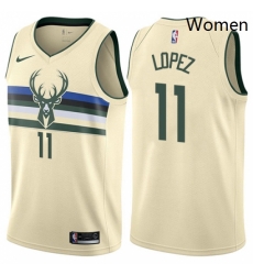Womens Nike Milwaukee Bucks 11 Brook Lopez Swingman Cream NBA Jersey City Edition Womens Nike Milwaukee Bucks 11 Brook Lopez Swingman Cream NBA Jersey City Edition