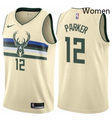 Womens Nike Milwaukee Bucks 12 Jabari Parker Swingman Cream NBA Jersey City Edition Womens Nike Milwaukee Bucks 12 Jabari Parker Swingman Cream NBA Jersey City Edition