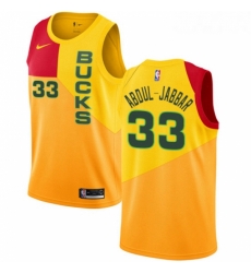 Womens Nike Milwaukee Bucks 33 Kareem Abdul Jabbar Swingman Yellow NBA Jersey City Edition Womens Nike Milwaukee Bucks 33 Kareem Abdul Jabbar Swingman Yellow NBA Jersey City Edition